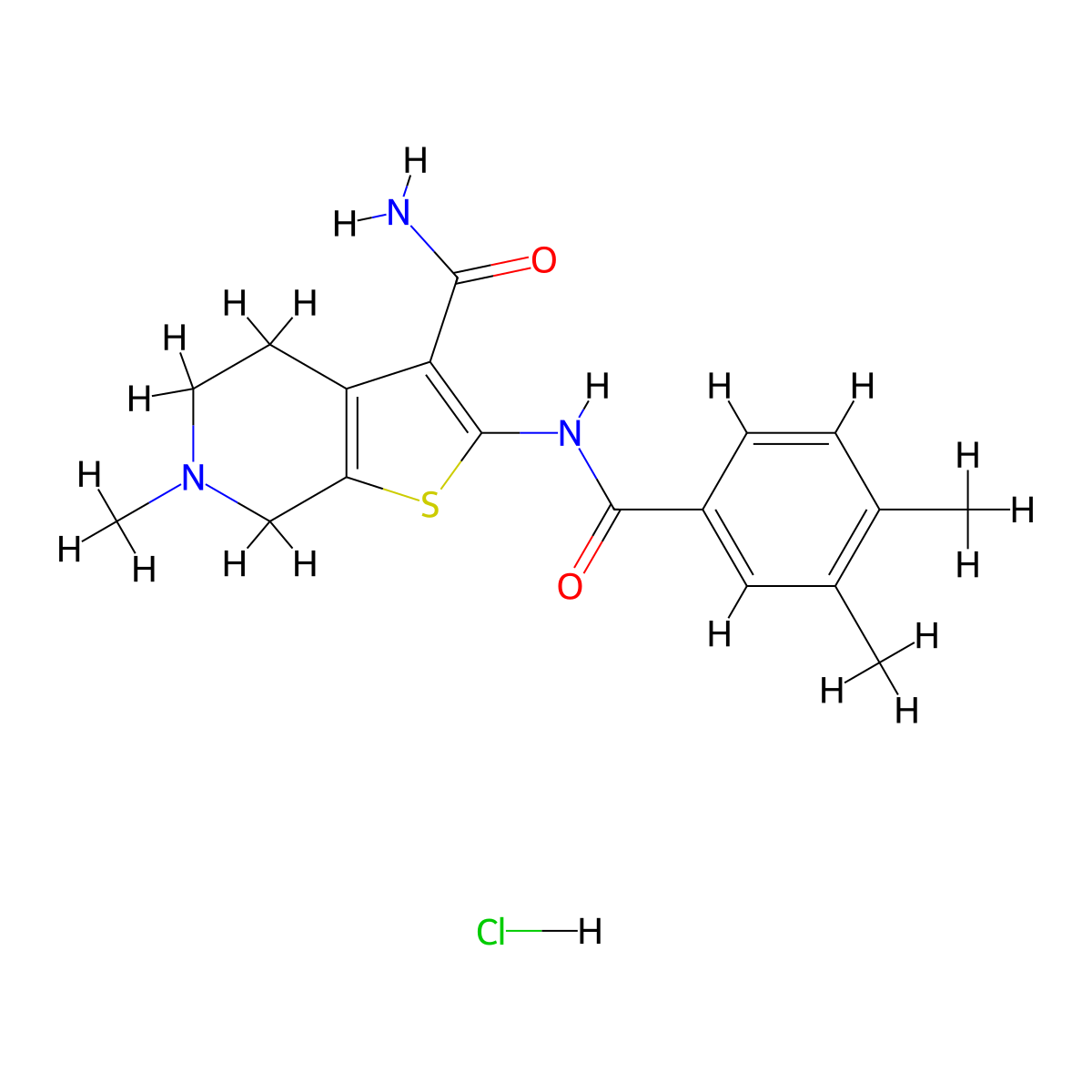 2-(3,4-Dimethylbenzamido)-6-methyl-4,5,6,7-tetrahydrothieno[2,3-c]pyridine-3-carboxamide hydrochloride molecular structure, CAS 1216388-56-5