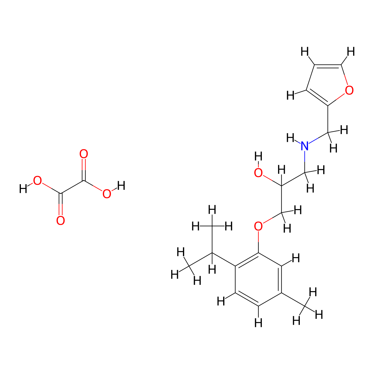 1-((Furan-2-ylmethyl)amino)-3-(2-isopropyl-5-methylphenoxy)propan-2-ol oxalate molecular structure, CAS 1216389-27-3