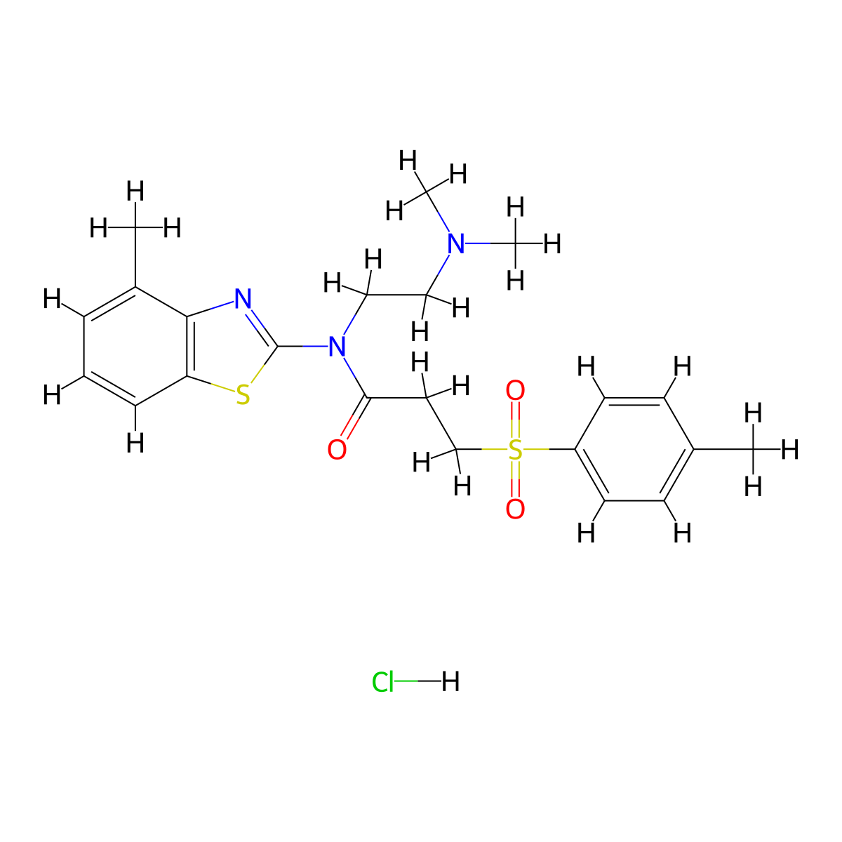 N-(2-(dimethylamino)ethyl)-N-(4-methylbenzo[d]thiazol-2-yl)-3-tosylpropanamide hydrochloride molecular structure, CAS 1216389-71-7