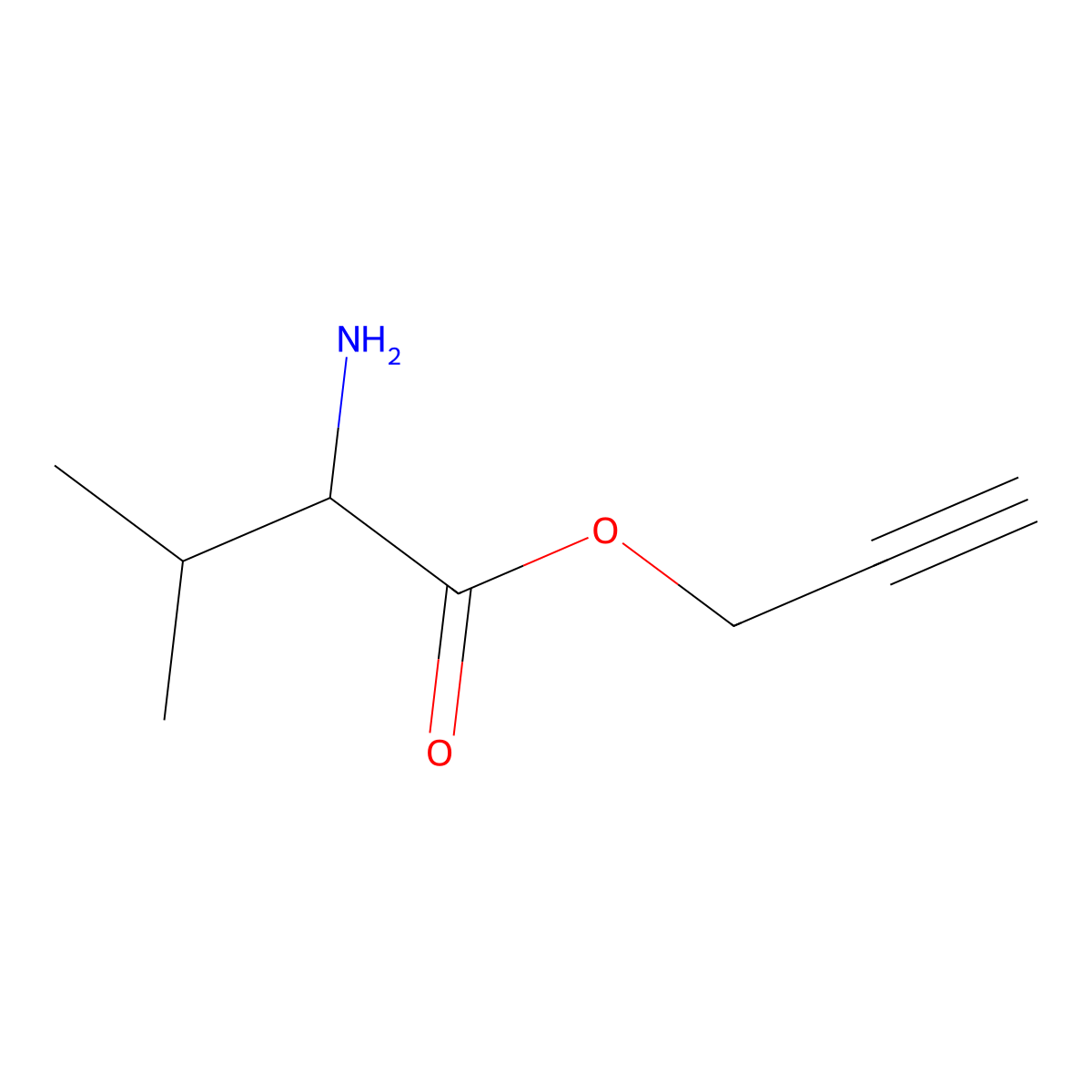 prop-2-yn-1-yl (2S)-2-amino-3-methylbutanoate molecular structure, CAS 121639-11-0