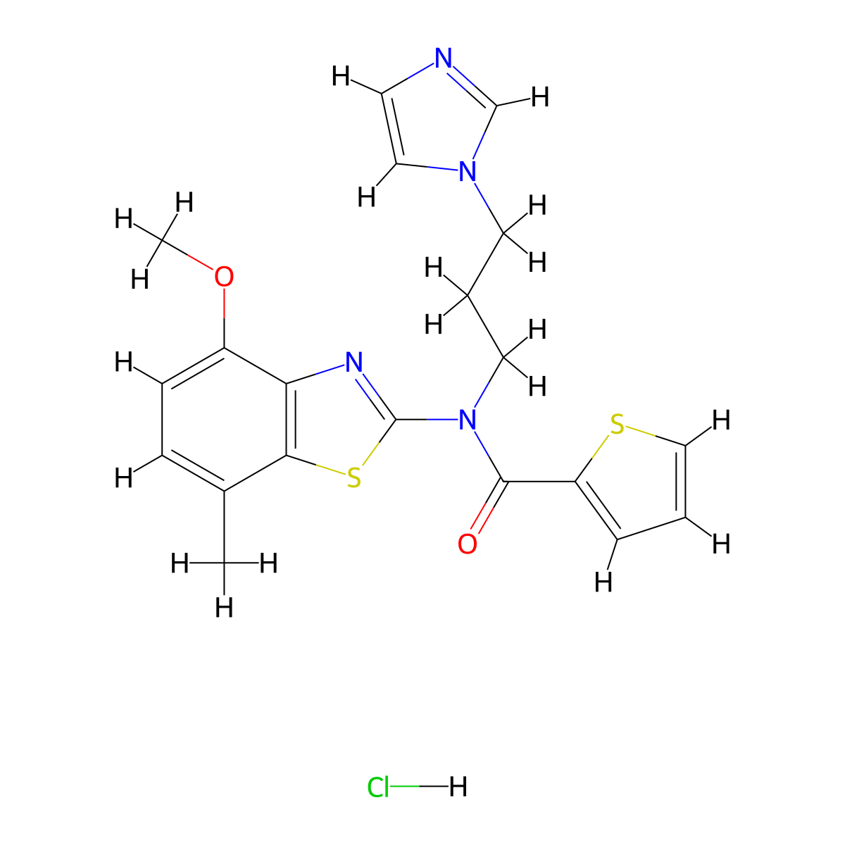 N-(3-(1H-imidazol-1-yl)propyl)-N-(4-methoxy-7-methylbenzo[d]thiazol-2-yl)thiophene-2-carboxamide hydrochloride molecular structure, CAS 1216390-24-7