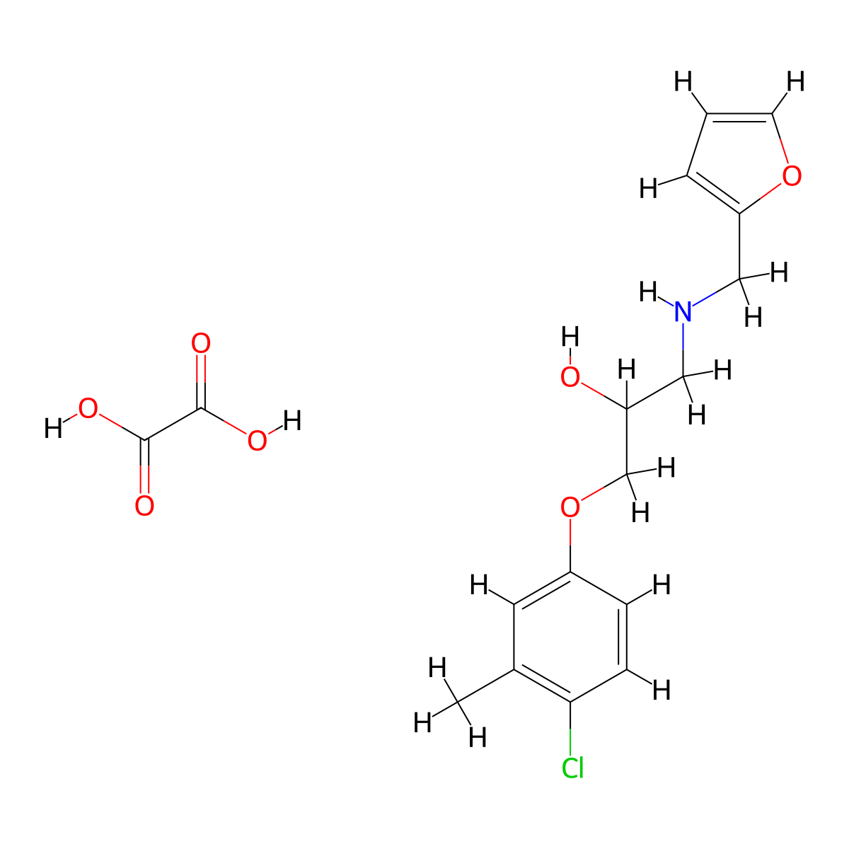 1-(4-Chloro-3-methylphenoxy)-3-((furan-2-ylmethyl)amino)propan-2-ol oxalate molecular structure, CAS 1216390-94-1