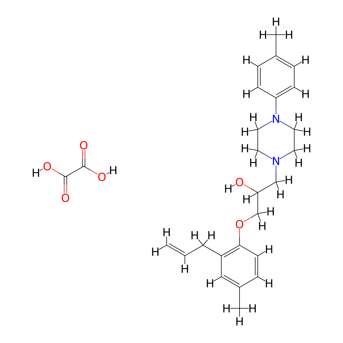 1-(2-Allyl-4-methylphenoxy)-3-(4-(p-tolyl)piperazin-1-yl)propan-2-ol oxalate molecular structure, CAS 1216394-16-9