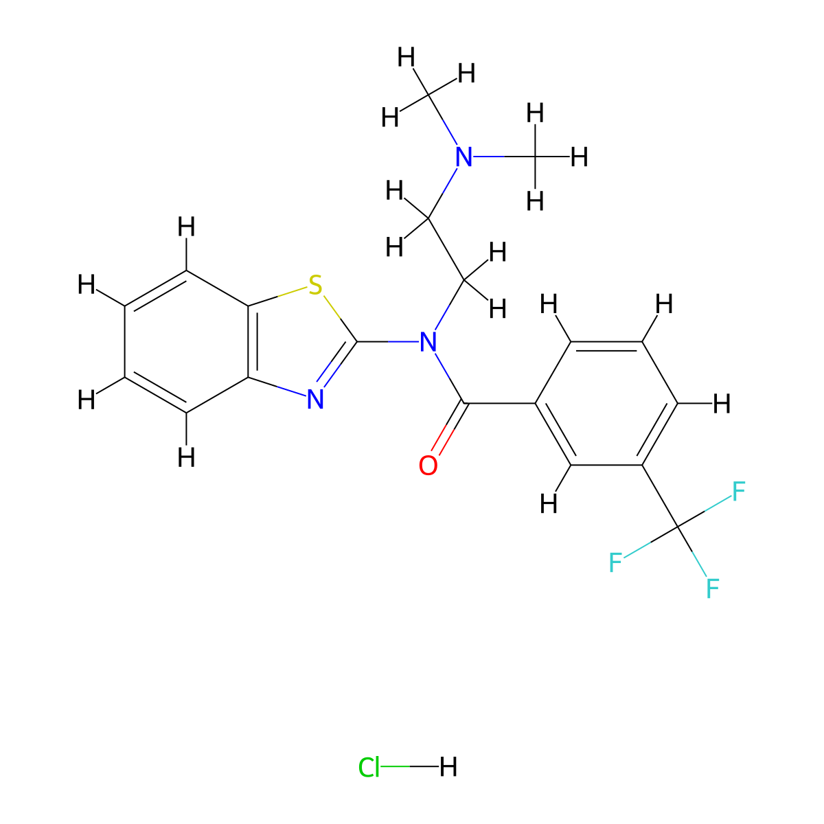 N-(1,3-Benzothiazol-2-YL)-N-[2-(dimethylamino)ethyl]-3-(trifluoromethyl)benzamide hydrochloride molecular structure, CAS 1216398-62-7