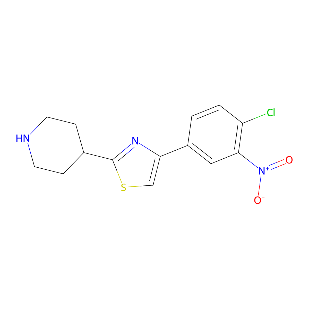 4-[4-(4-Chloro-3-nitrophenyl)-1,3-thiazol-2-yl]piperidine molecular structure, CAS 1216398-85-4