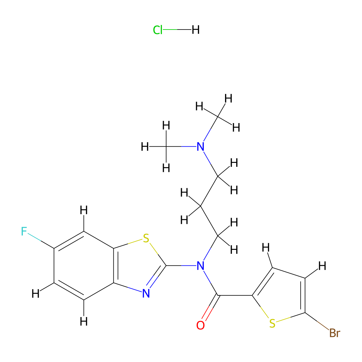 5-bromo-N-(3-(dimethylamino)propyl)-N-(6-fluorobenzo[d]thiazol-2-yl)thiophene-2-carboxamide hydrochloride molecular structure, CAS 1216400-47-3