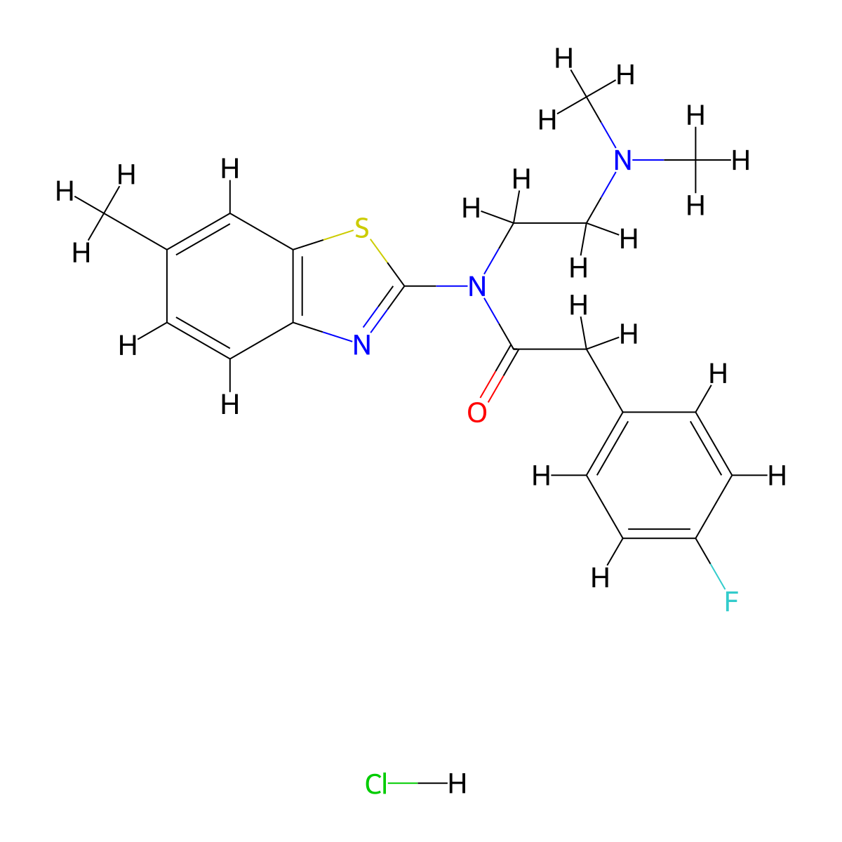 N-(2-(dimethylamino)ethyl)-2-(4-fluorophenyl)-N-(6-methylbenzo[d]thiazol-2-yl)acetamide hydrochloride molecular structure, CAS 1216401-64-7