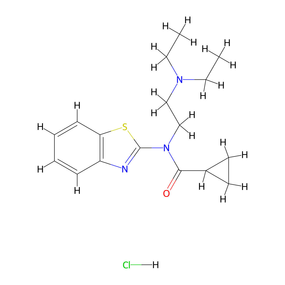 N-(benzo[d]thiazol-2-yl)-N-(2-(diethylamino)ethyl)cyclopropanecarboxamide hydrochloride molecular structure, CAS 1216401-74-9