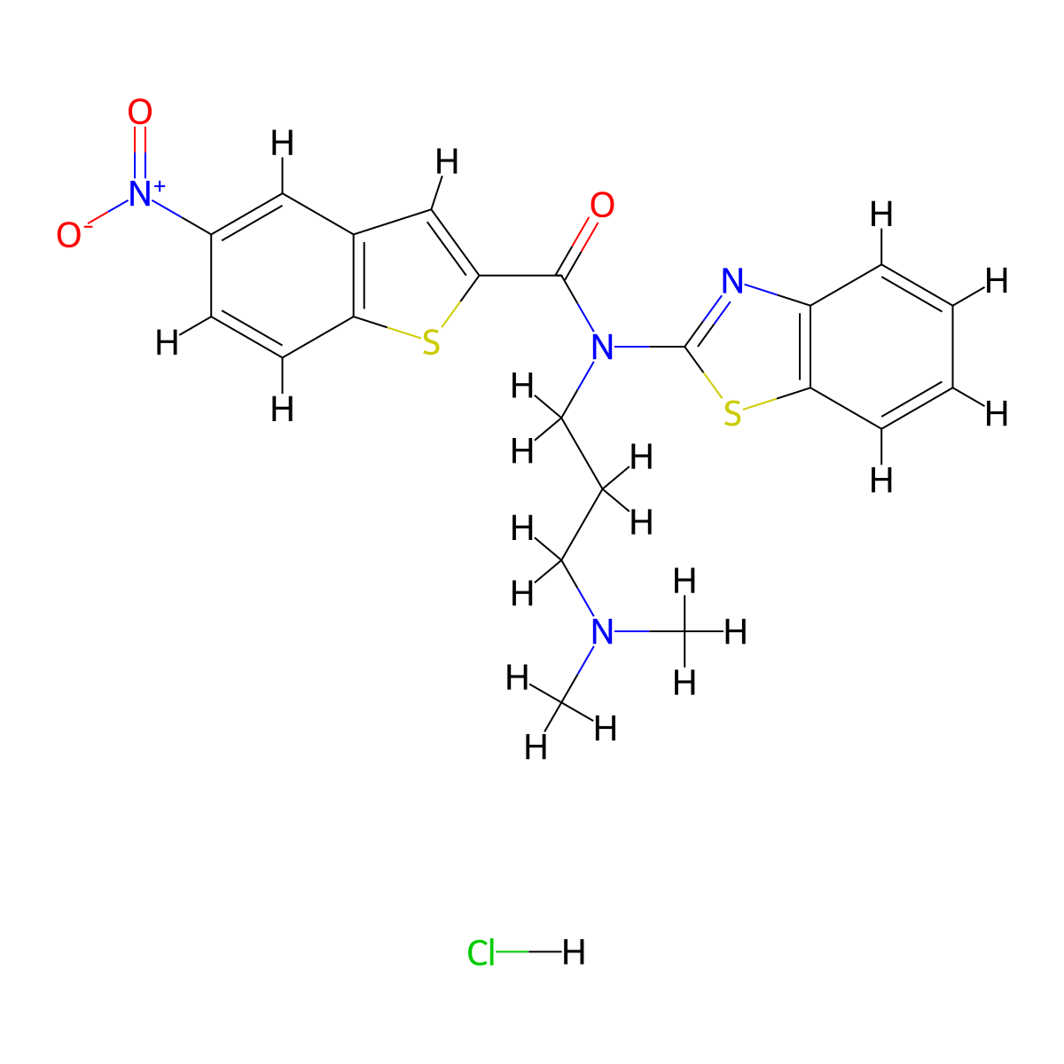 N-(benzo[d]thiazol-2-yl)-N-(3-(dimethylamino)propyl)-5-nitrobenzo[b]thiophene-2-carboxamide hydrochloride molecular structure, CAS 1216401-82-9