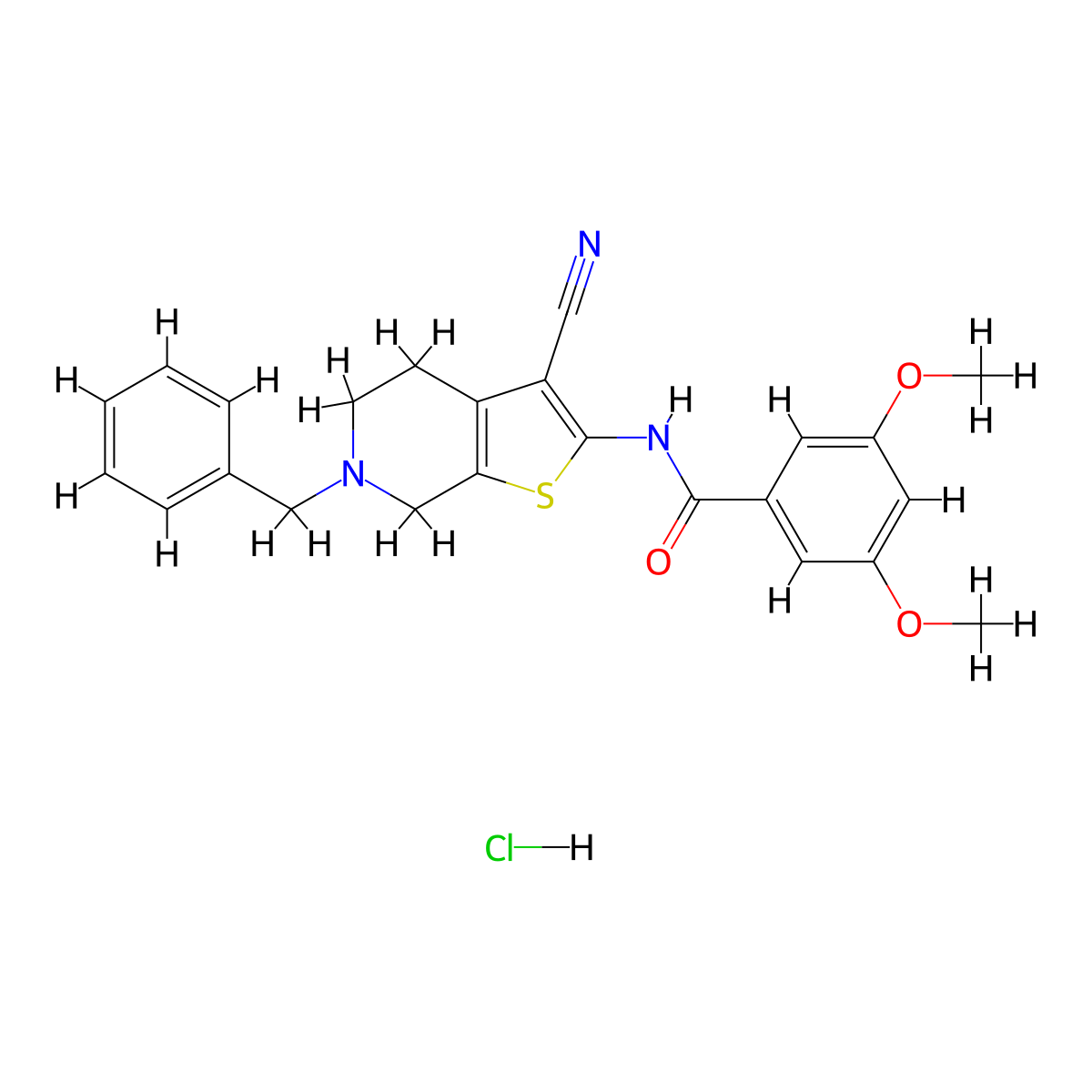 N-(6-benzyl-3-cyano-4,5,6,7-tetrahydrothieno[2,3-c]pyridin-2-yl)-3,5-dimethoxybenzamide hydrochloride molecular structure, CAS 1216402-31-1