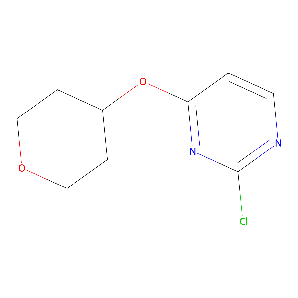 2-Chloro-4-(oxan-4-yloxy)pyrimidine molecular structure, CAS 1216402-53-7