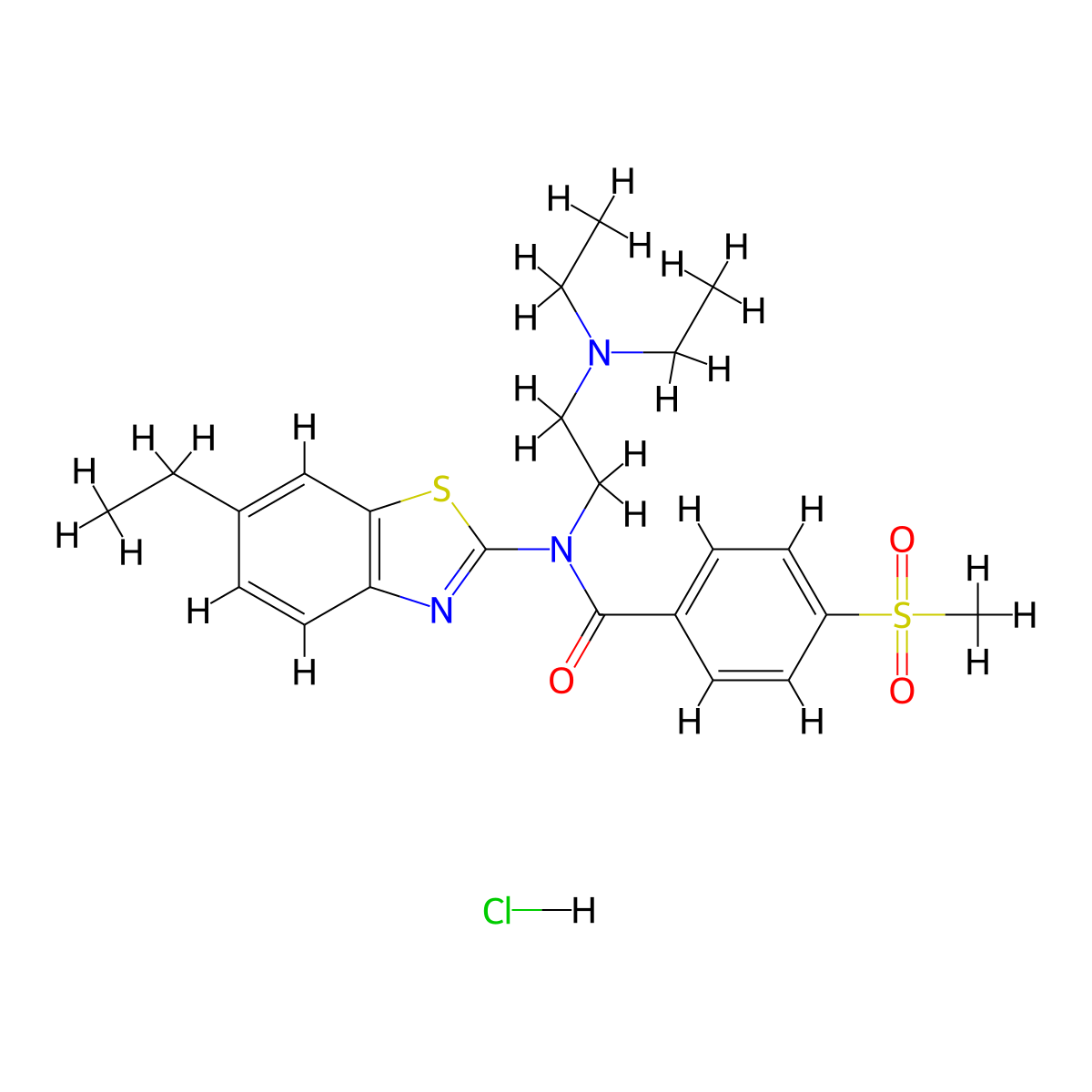 N-(2-(diethylamino)ethyl)-N-(6-ethylbenzo[d]thiazol-2-yl)-4-(methylsulfonyl)benzamide hydrochloride molecular structure, CAS 1216403-34-7