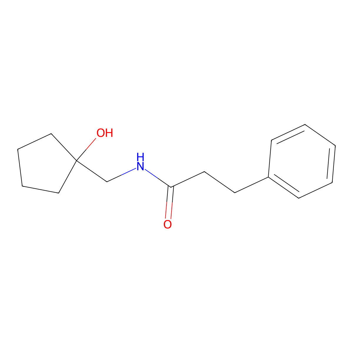 N-((1-hydroxycyclopentyl)methyl)-3-phenylpropanamide molecular structure, CAS 1216403-57-4