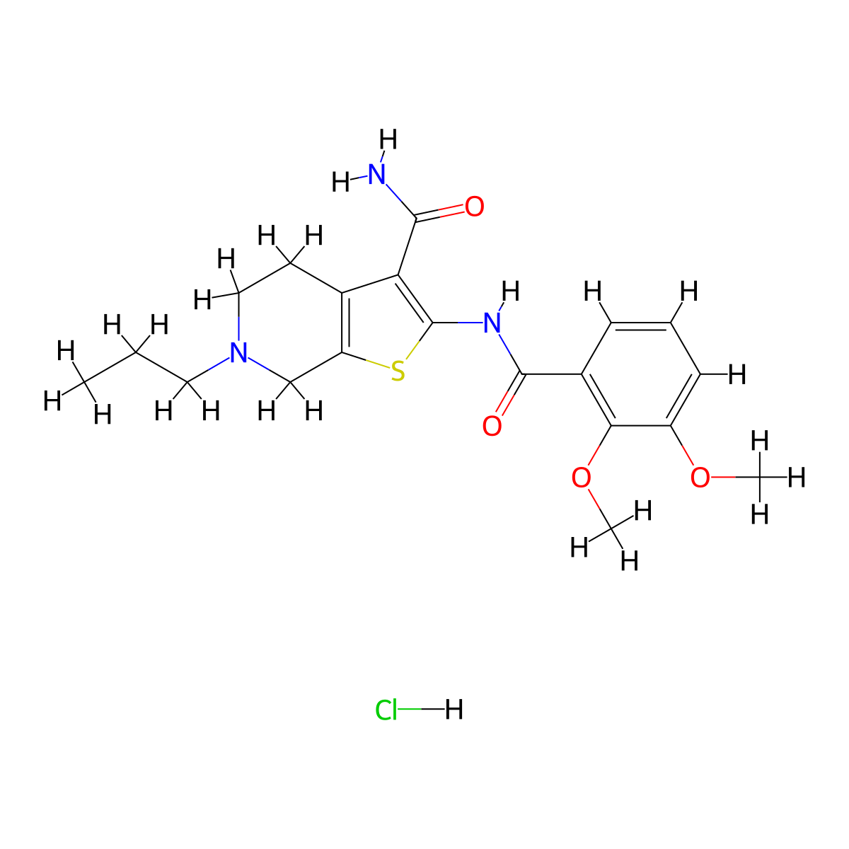 2-(2,3-Dimethoxybenzamido)-6-propyl-4,5,6,7-tetrahydrothieno[2,3-c]pyridine-3-carboxamide hydrochloride molecular structure, CAS 1216403-91-6