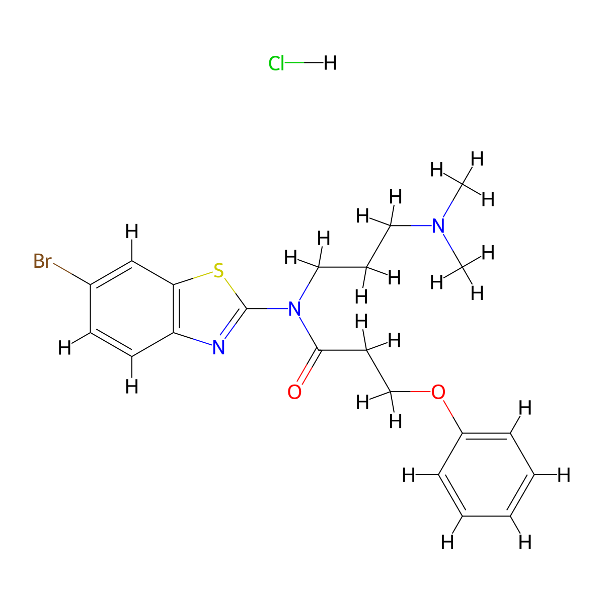 N-(6-bromobenzo[d]thiazol-2-yl)-N-(3-(dimethylamino)propyl)-3-phenoxypropanamide hydrochloride molecular structure, CAS 1216406-11-9