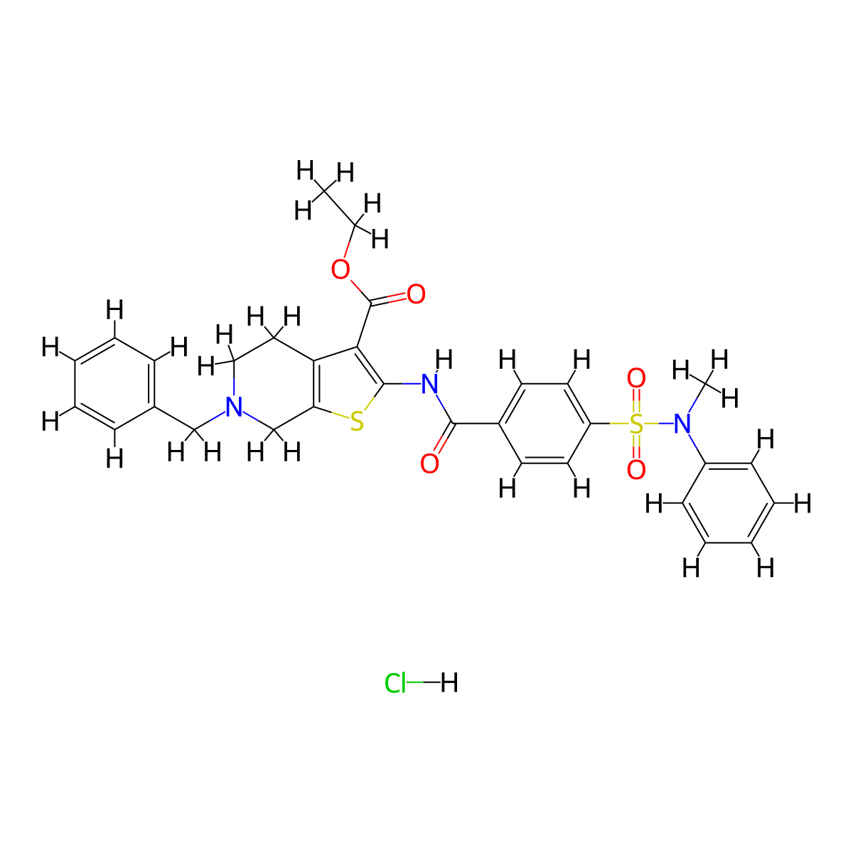 ethyl 6-benzyl-2-(4-(N-methyl-N-phenylsulfamoyl)benzamido)-4,5,6,7-tetrahydrothieno[2,3-c]pyridine-3-carboxylate hydrochloride molecular structure, CAS 1216406-42-6