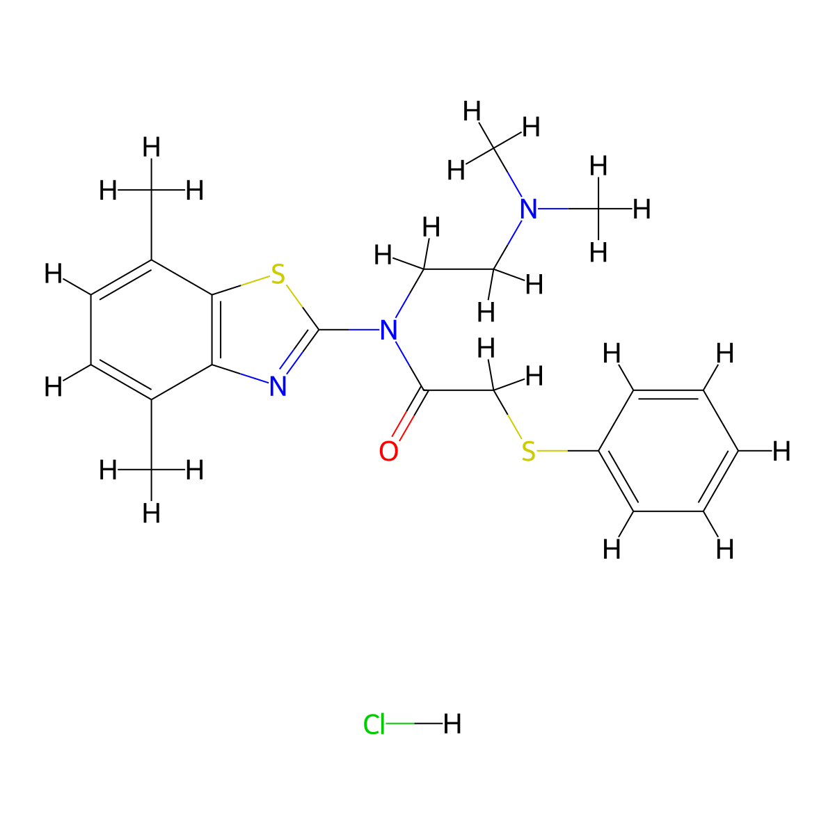 N-(2-(dimethylamino)ethyl)-N-(4,7-dimethylbenzo[d]thiazol-2-yl)-2-(phenylthio)acetamide hydrochloride molecular structure, CAS 1216406-96-0