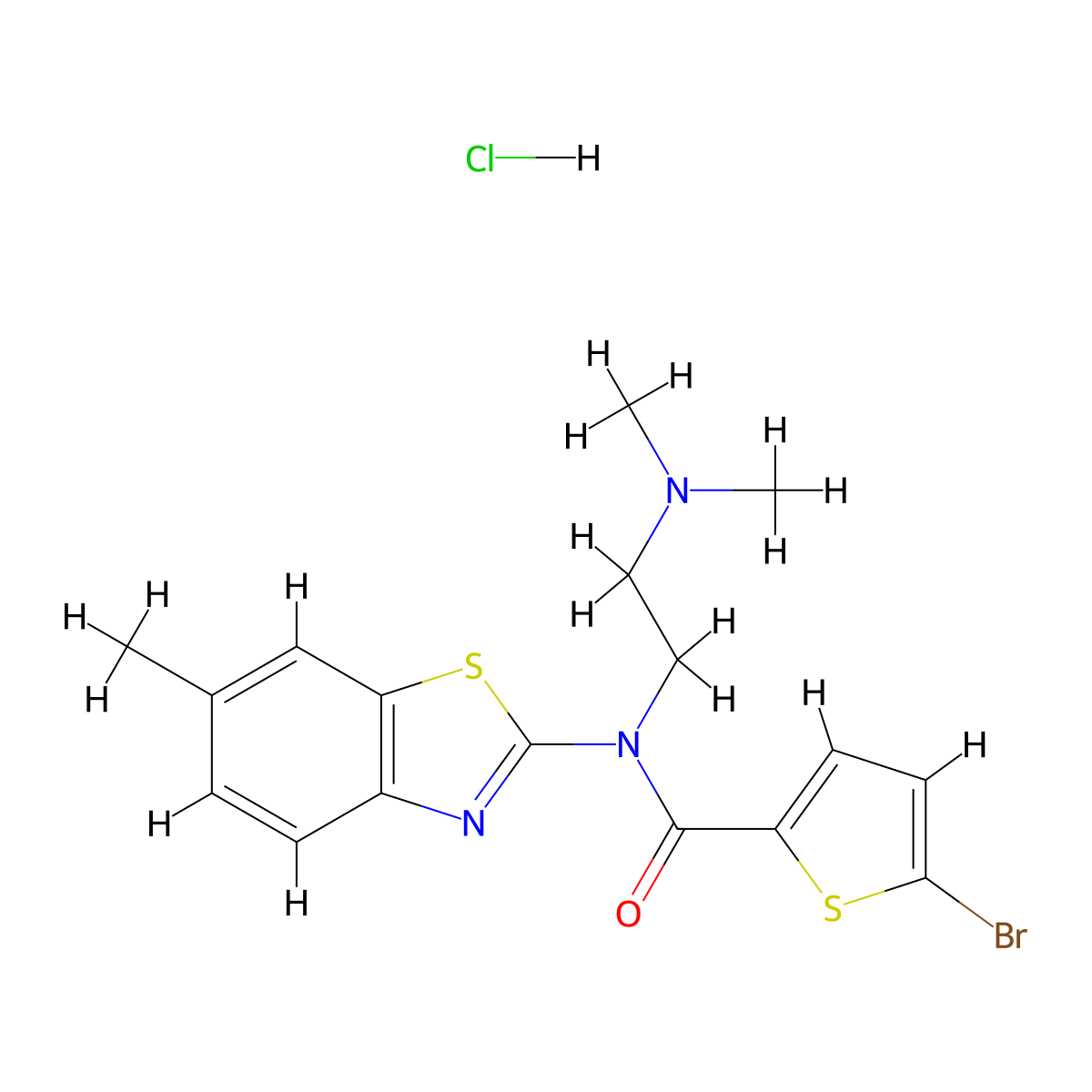5-bromo-N-(2-(dimethylamino)ethyl)-N-(6-methylbenzo[d]thiazol-2-yl)thiophene-2-carboxamide hydrochloride molecular structure, CAS 1216407-32-7