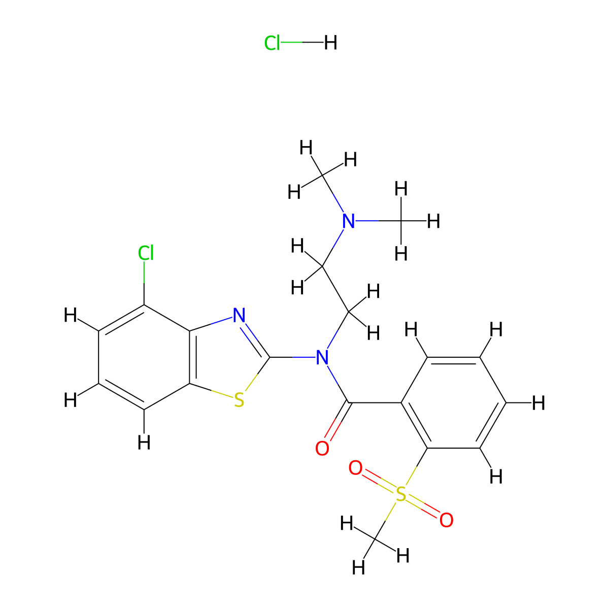 N-(4-chlorobenzo[d]thiazol-2-yl)-N-(2-(dimethylamino)ethyl)-2-(methylsulfonyl)benzamide hydrochloride molecular structure, CAS 1216409-01-6
