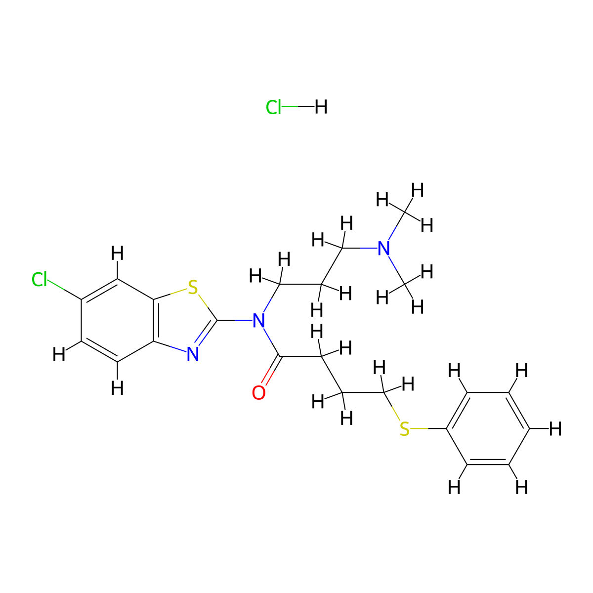 N-(6-chlorobenzo[d]thiazol-2-yl)-N-(3-(dimethylamino)propyl)-4-(phenylthio)butanamide hydrochloride molecular structure, CAS 1216409-71-0