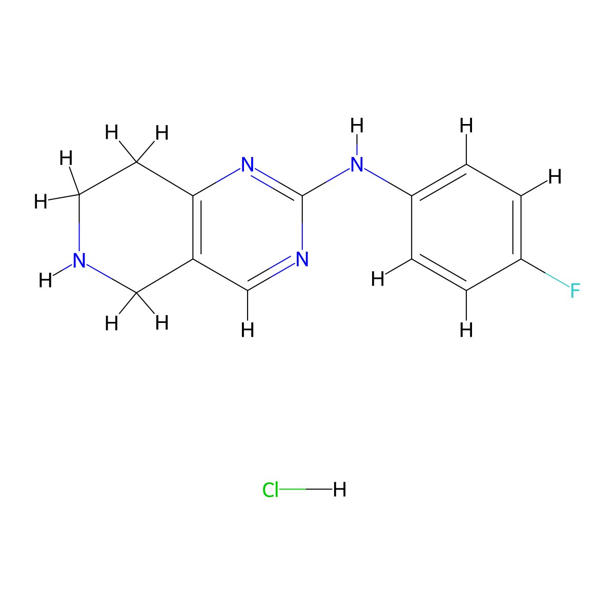 N-(4-Fluorophenyl)-5,6,7,8-tetrahydropyrido[4,3-d]pyrimidin-2-amine;hydrochloride molecular structure, CAS 1216409-98-1
