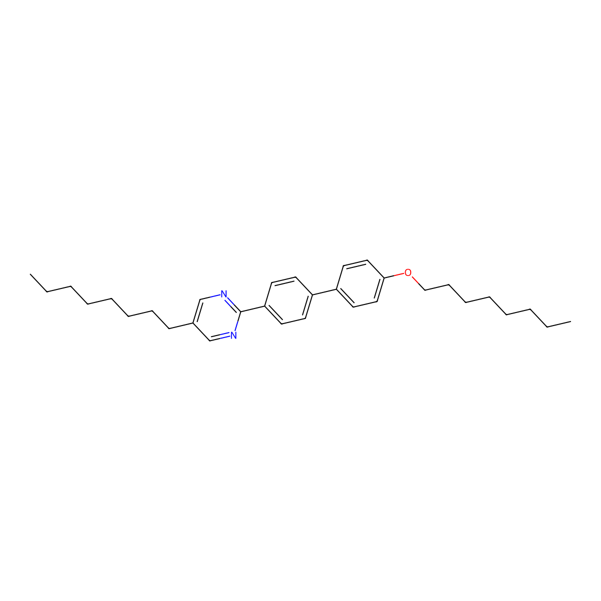 Pyrimidine, 5-octyl-2-[4'-(octyloxy)[1,1'-biphenyl]-4-yl]- molecular structure, CAS 121641-08-5