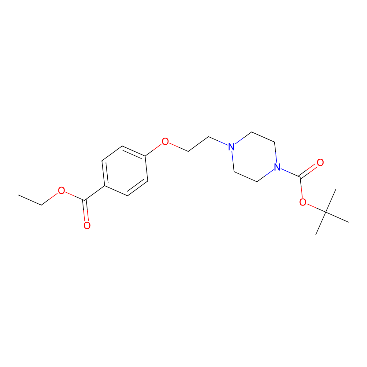 Ethyl 4-{2-[4-(tert-Butoxycarbonyl)piperazin-1-yl]ethoxy}benzoate molecular structure, CAS 1216410-07-9