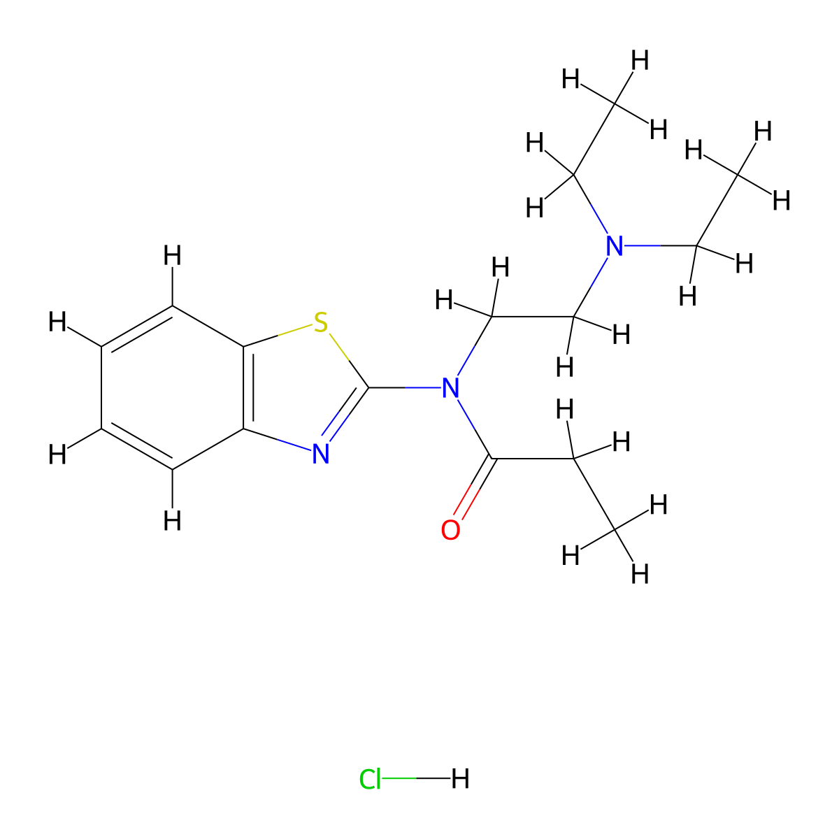 N-(benzo[d]thiazol-2-yl)-N-(2-(diethylamino)ethyl)propionamide hydrochloride molecular structure, CAS 1216410-50-2