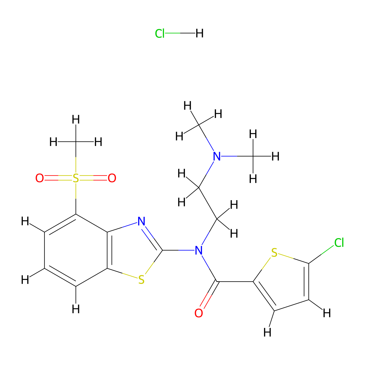 5-chloro-N-(2-(dimethylamino)ethyl)-N-(4-(methylsulfonyl)benzo[d]thiazol-2-yl)thiophene-2-carboxamide hydrochloride molecular structure, CAS 1216410-62-6