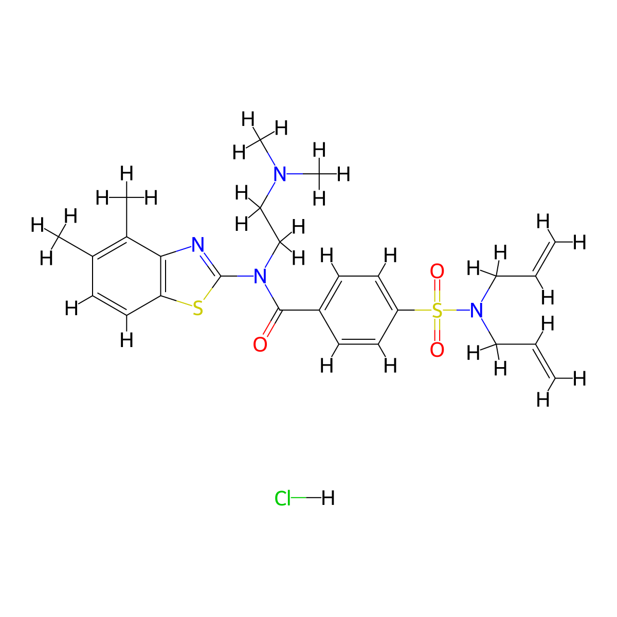 4-(N,N-diallylsulfamoyl)-N-(2-(dimethylamino)ethyl)-N-(4,5-dimethylbenzo[d]thiazol-2-yl)benzamide hydrochloride molecular structure, CAS 1216411-14-1