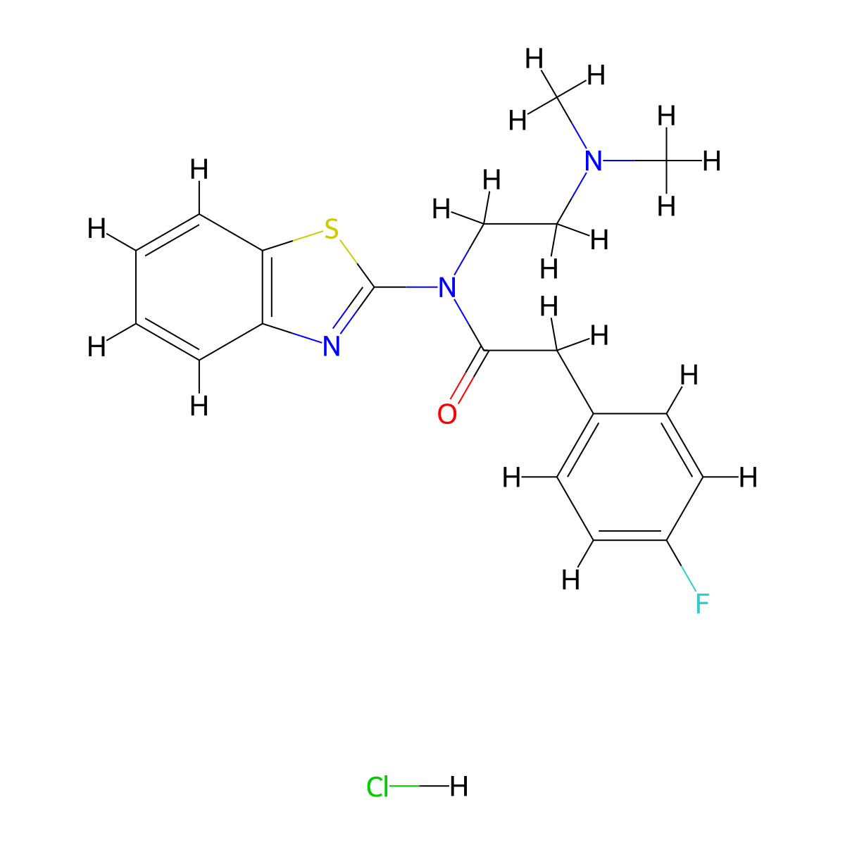 N-(benzo[d]thiazol-2-yl)-N-(2-(dimethylamino)ethyl)-2-(4-fluorophenyl)acetamide hydrochloride molecular structure, CAS 1216412-41-7