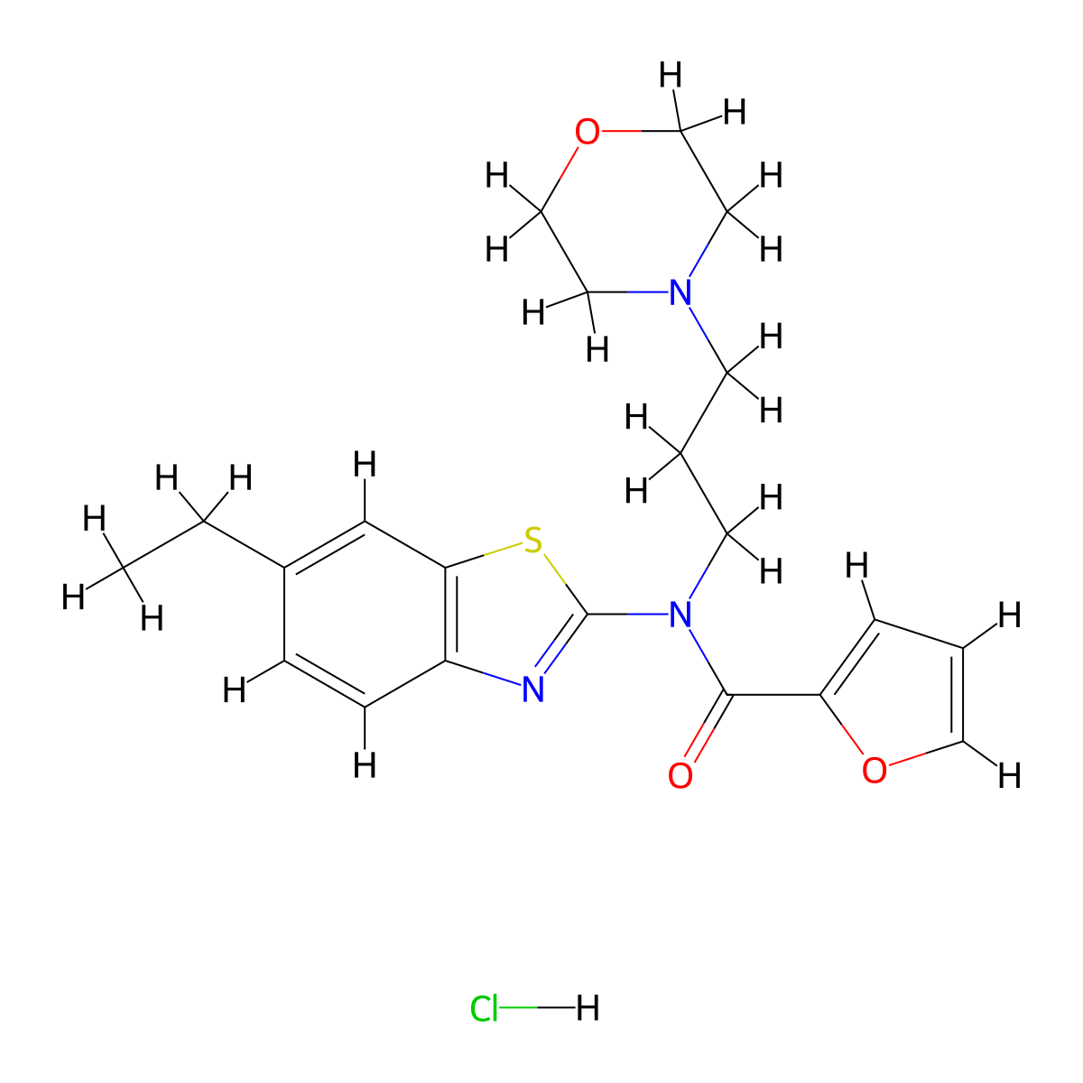 N-(6-ethylbenzo[d]thiazol-2-yl)-N-(3-morpholinopropyl)furan-2-carboxamide hydrochloride molecular structure, CAS 1216412-60-0