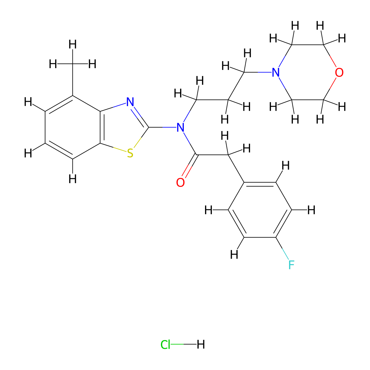 2-(4-fluorophenyl)-N-(4-methylbenzo[d]thiazol-2-yl)-N-(3-morpholinopropyl)acetamide hydrochloride molecular structure, CAS 1216413-67-0
