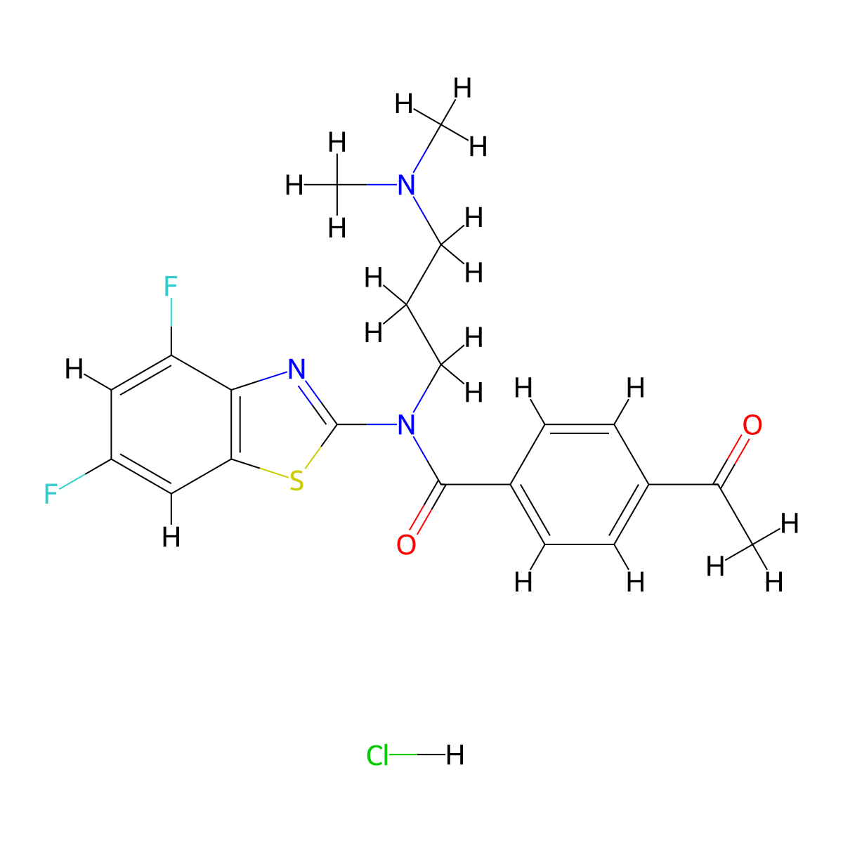 4-acetyl-N-(4,6-difluorobenzo[d]thiazol-2-yl)-N-(3-(dimethylamino)propyl)benzamide hydrochloride molecular structure, CAS 1216414-23-1