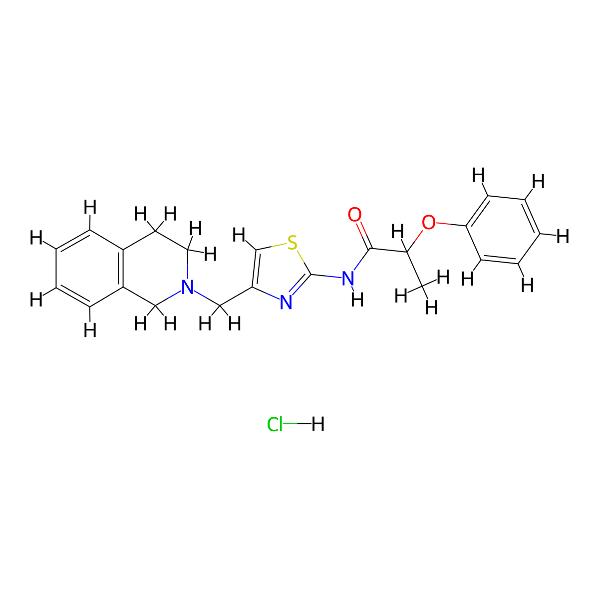 N-(4-((3,4-dihydroisoquinolin-2(1H)-yl)methyl)thiazol-2-yl)-2-phenoxypropanamide hydrochloride molecular structure, CAS 1216415-55-2