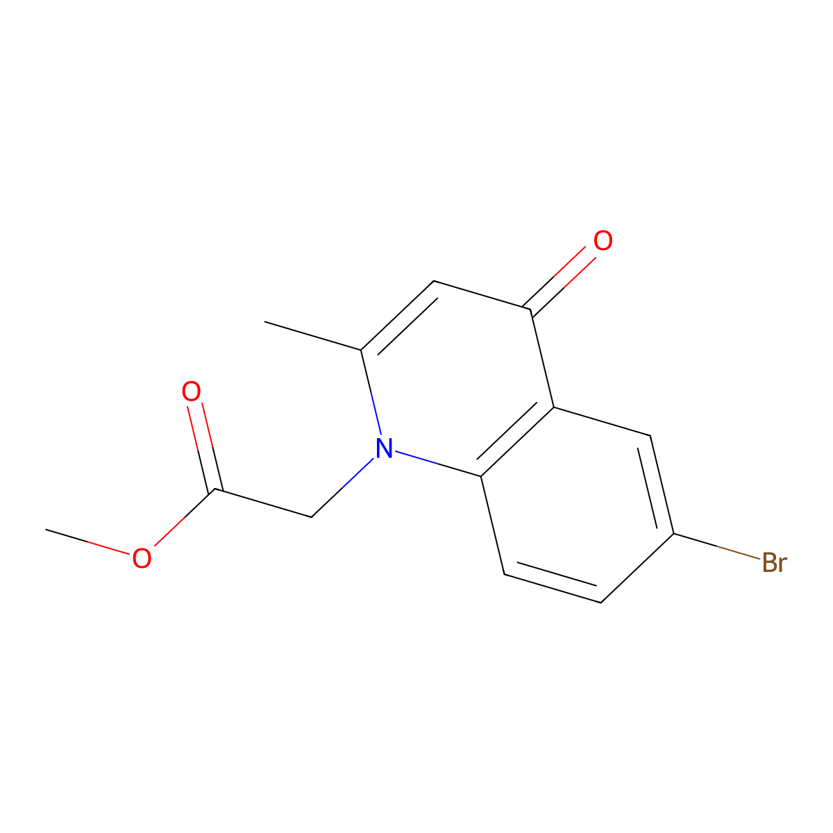 Methyl 2-(6-bromo-2-methyl-4-oxoquinolin-1(4H)-yl)acetate molecular structure, CAS 1216416-55-5