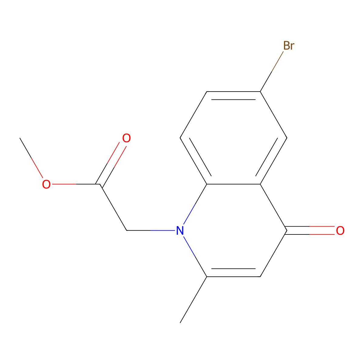 Methyl 2-(6-bromo-2-methyl-4-oxoquinolin-1(4H)-yl)acetate molecular structure, CAS 1216416-55-5