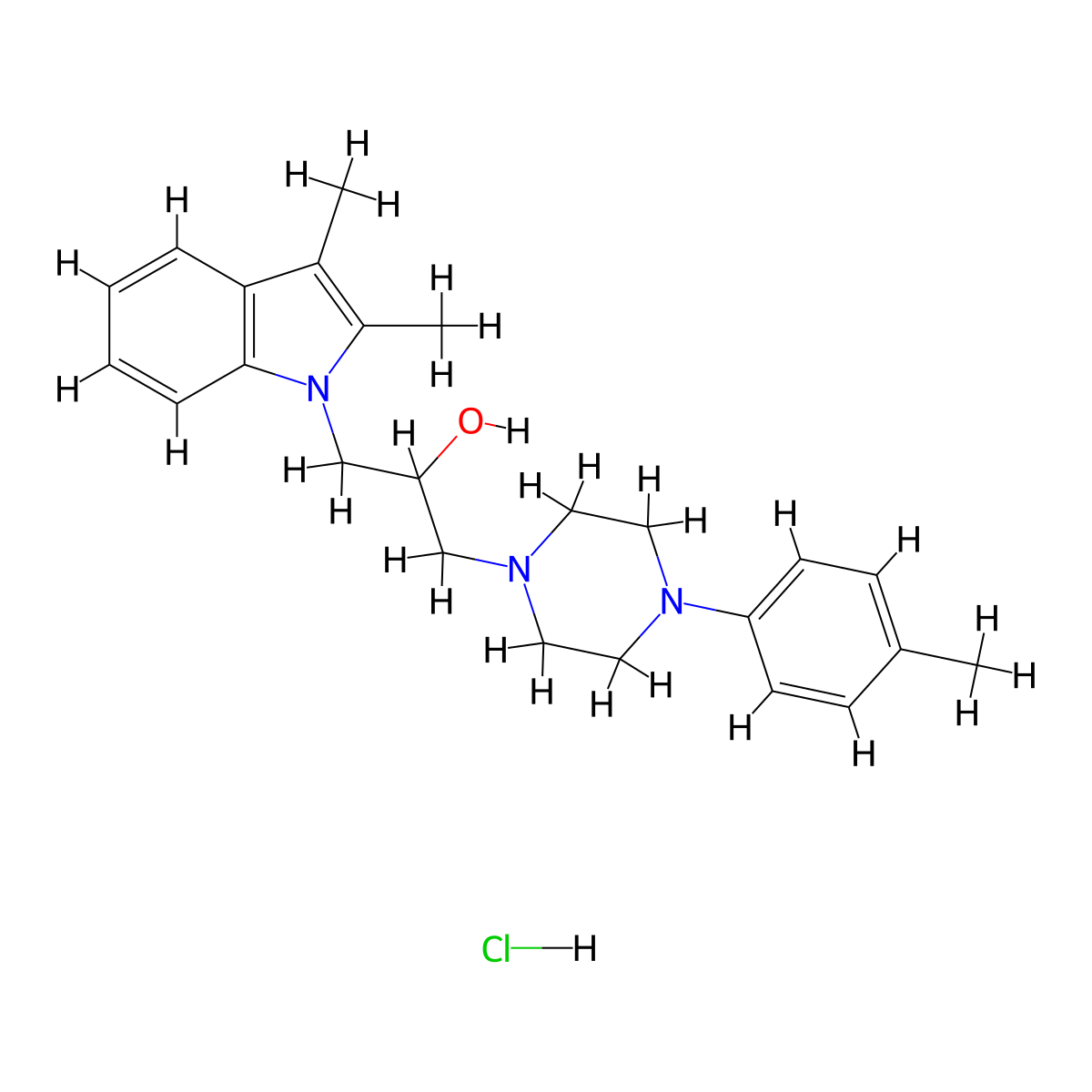 1-(2,3-dimethyl-1H-indol-1-yl)-3-(4-(p-tolyl)piperazin-1-yl)propan-2-ol hydrochloride molecular structure, CAS 1216416-57-7