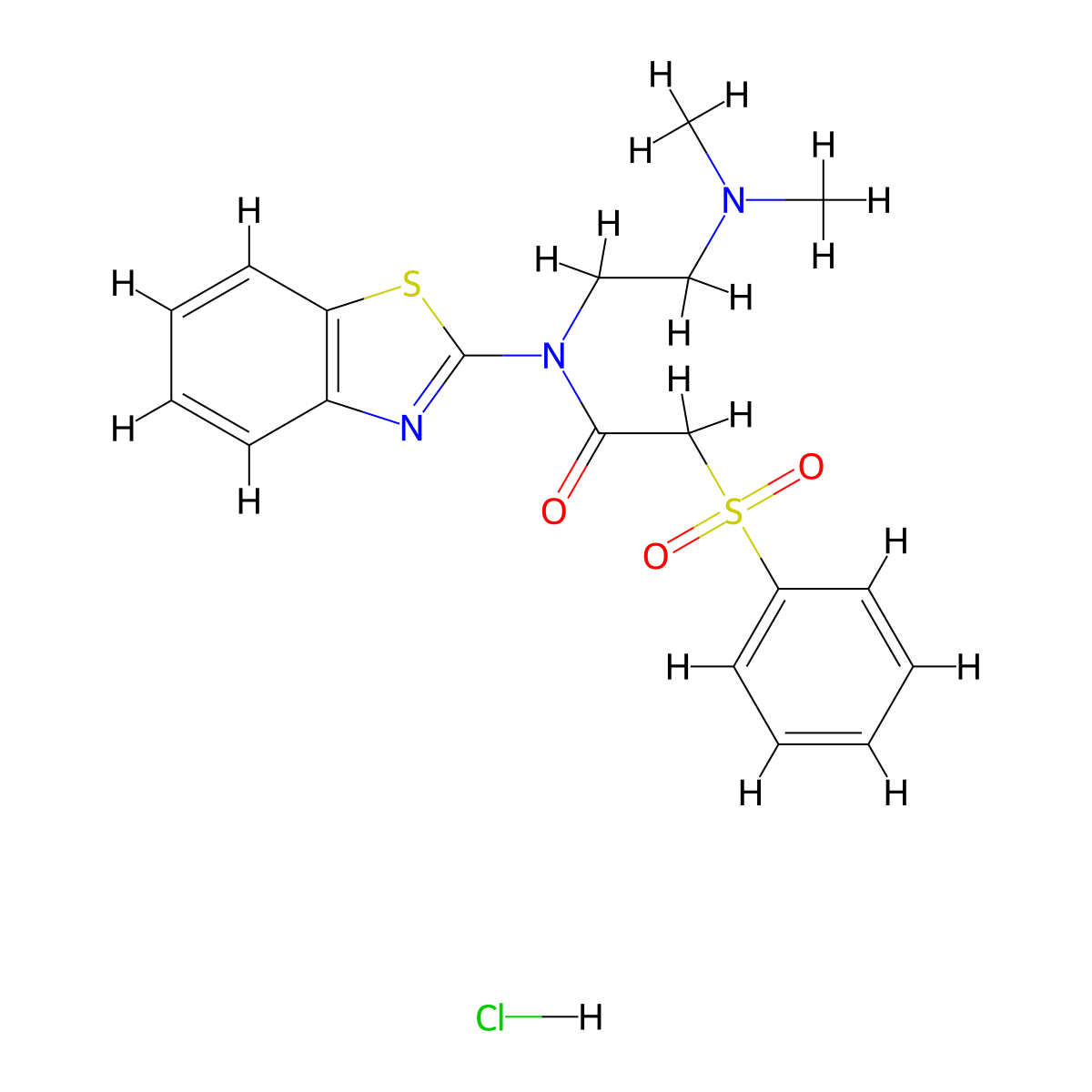 2-(Benzenesulfonyl)-N-(1,3-benzothiazol-2-YL)-N-[2-(dimethylamino)ethyl]acetamide hydrochloride molecular structure, CAS 1216416-88-4