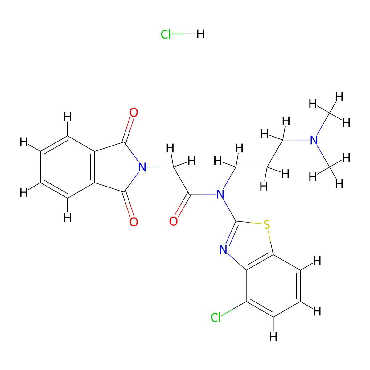 N-(4-chlorobenzo[d]thiazol-2-yl)-N-(3-(dimethylamino)propyl)-2-(1,3-dioxoisoindolin-2-yl)acetamide hydrochloride molecular structure, CAS 1216417-93-4