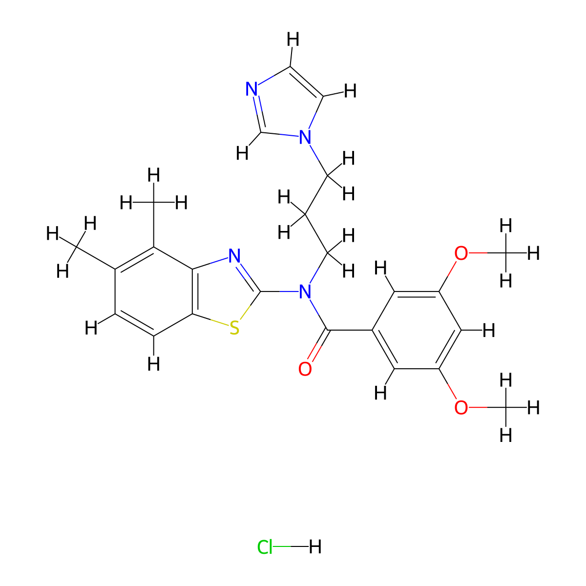 N-(3-(1H-imidazol-1-yl)propyl)-N-(4,5-dimethylbenzo[d]thiazol-2-yl)-3,5-dimethoxybenzamide hydrochloride molecular structure, CAS 1216420-58-4