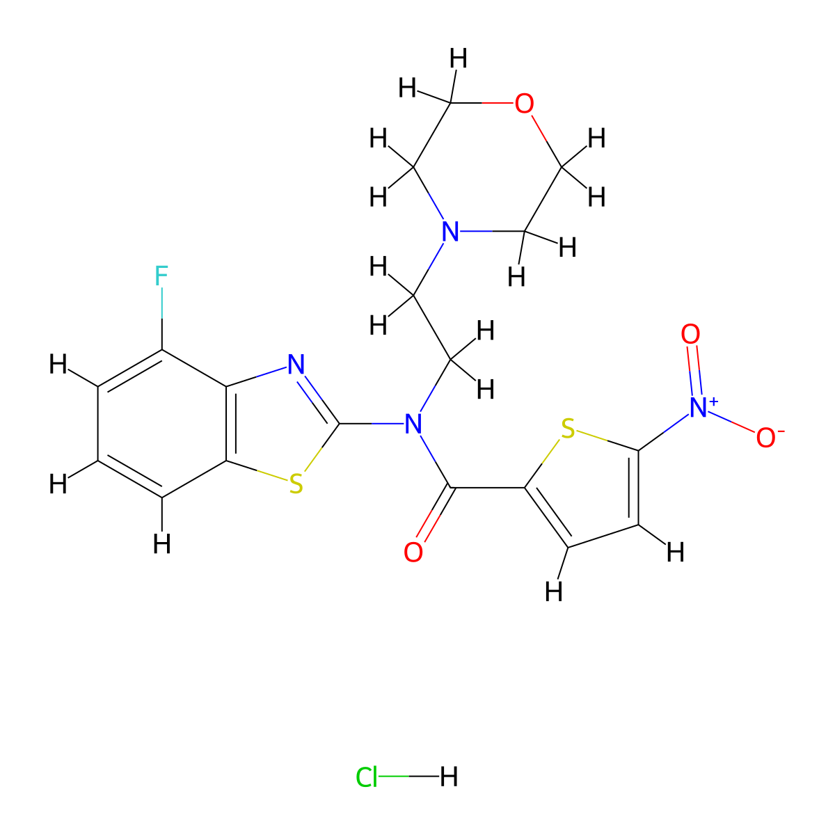 N-(4-fluorobenzo[d]thiazol-2-yl)-N-(2-morpholinoethyl)-5-nitrothiophene-2-carboxamide hydrochloride molecular structure, CAS 1216420-72-2