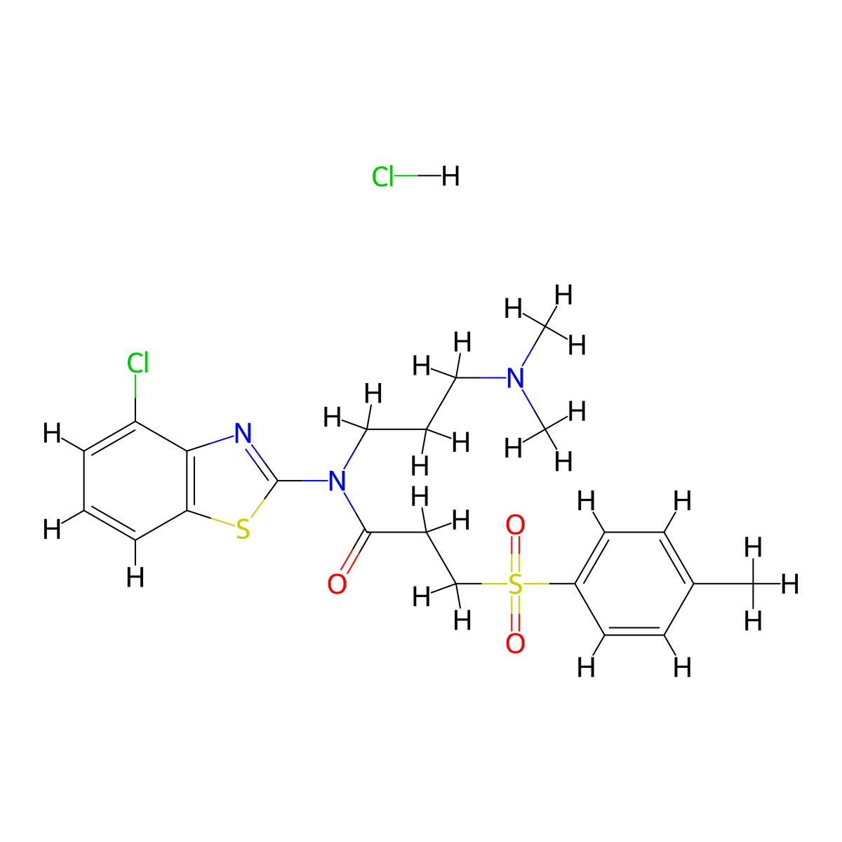 N-(4-chlorobenzo[d]thiazol-2-yl)-N-(3-(dimethylamino)propyl)-3-tosylpropanamide hydrochloride molecular structure, CAS 1216421-33-8
