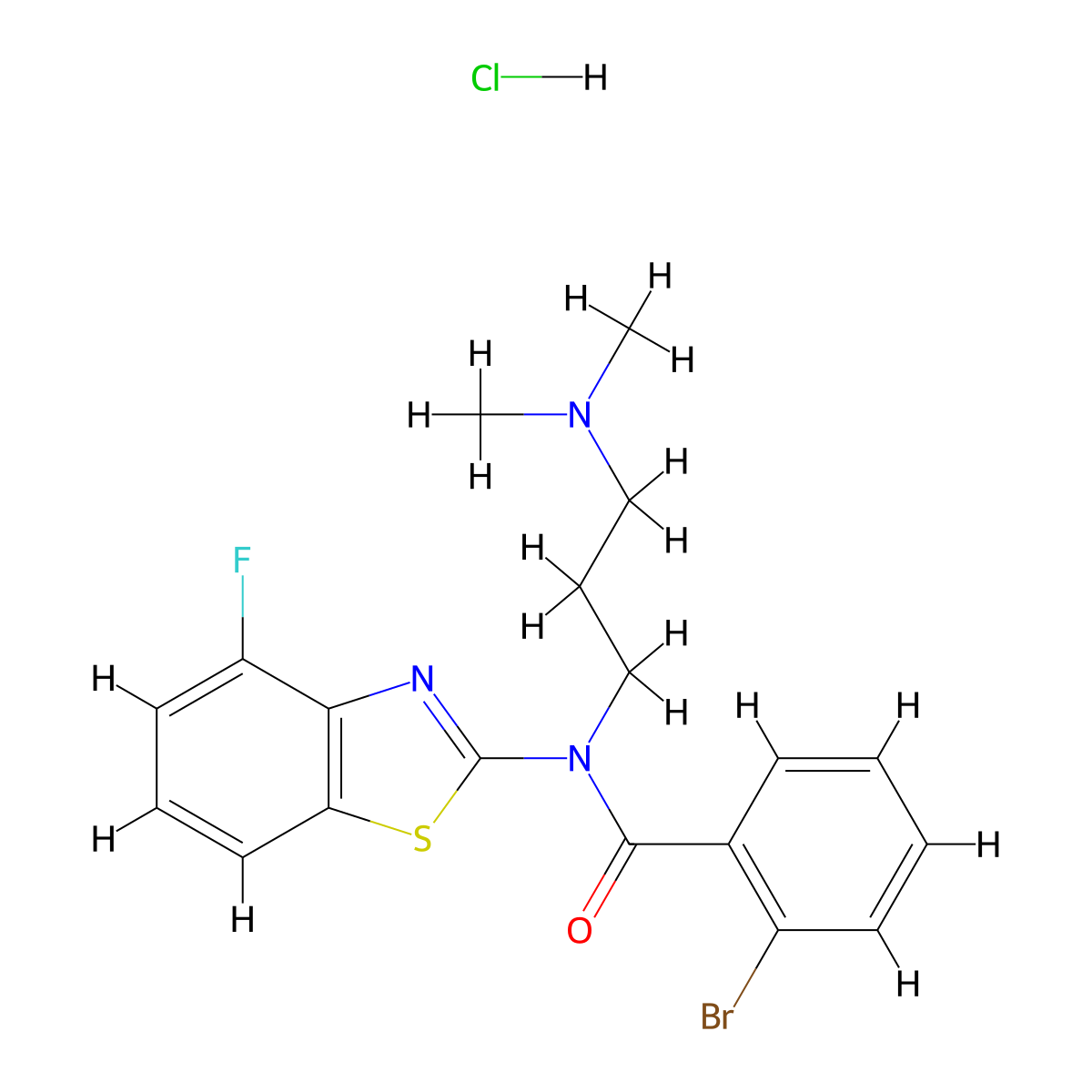 2-Bromo-N-[3-(dimethylamino)propyl]-N-(4-fluoro-1,3-benzothiazol-2-YL)benzamide hydrochloride molecular structure, CAS 1216421-59-8