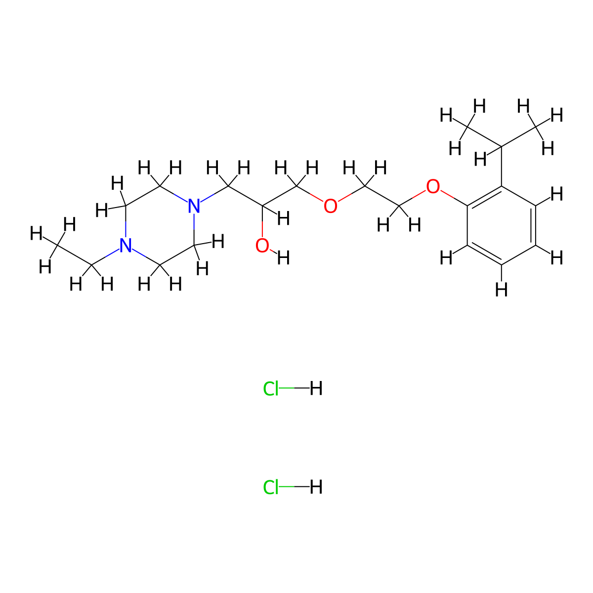 1-(4-Ethylpiperazin-1-yl)-3-(2-(2-isopropylphenoxy)ethoxy)propan-2-ol dihydrochloride molecular structure, CAS 1216423-47-0
