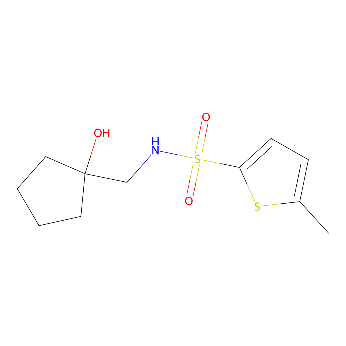 N-[(1-hydroxycyclopentyl)methyl]-5-methylthiophene-2-sulfonamide molecular structure, CAS 1216423-82-3