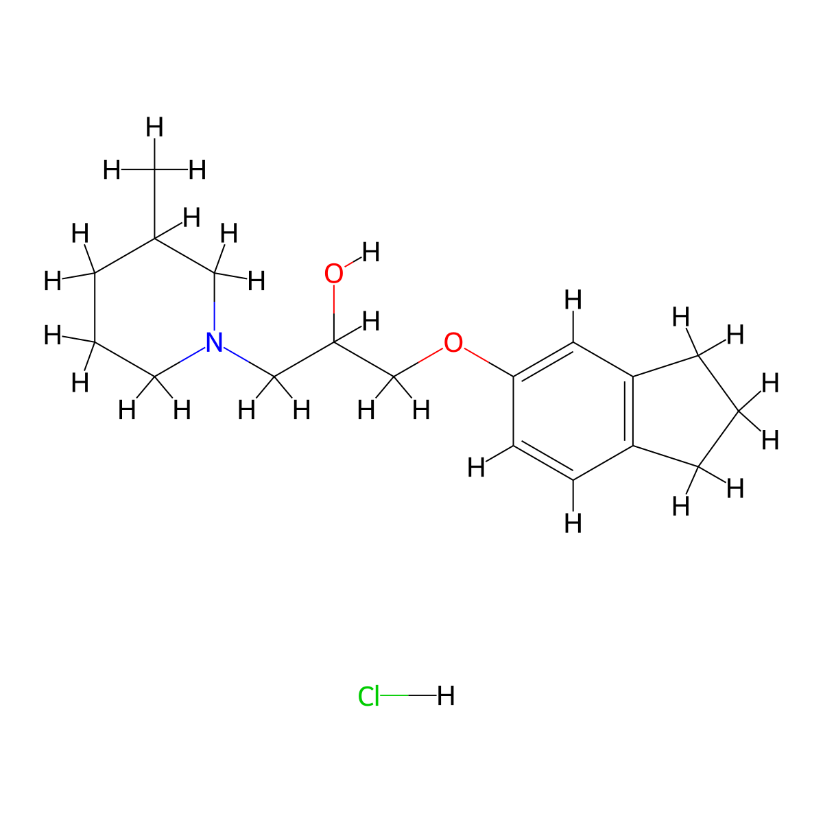 1-((2,3-dihydro-1H-inden-5-yl)oxy)-3-(3-methylpiperidin-1-yl)propan-2-ol hydrochloride molecular structure, CAS 1216425-08-9