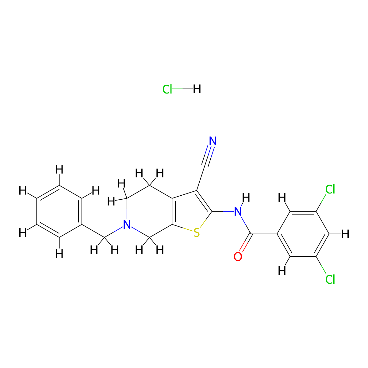 N-(6-benzyl-3-cyano-4,5,6,7-tetrahydrothieno[2,3-c]pyridin-2-yl)-3,5-dichlorobenzamide hydrochloride molecular structure, CAS 1216425-69-2