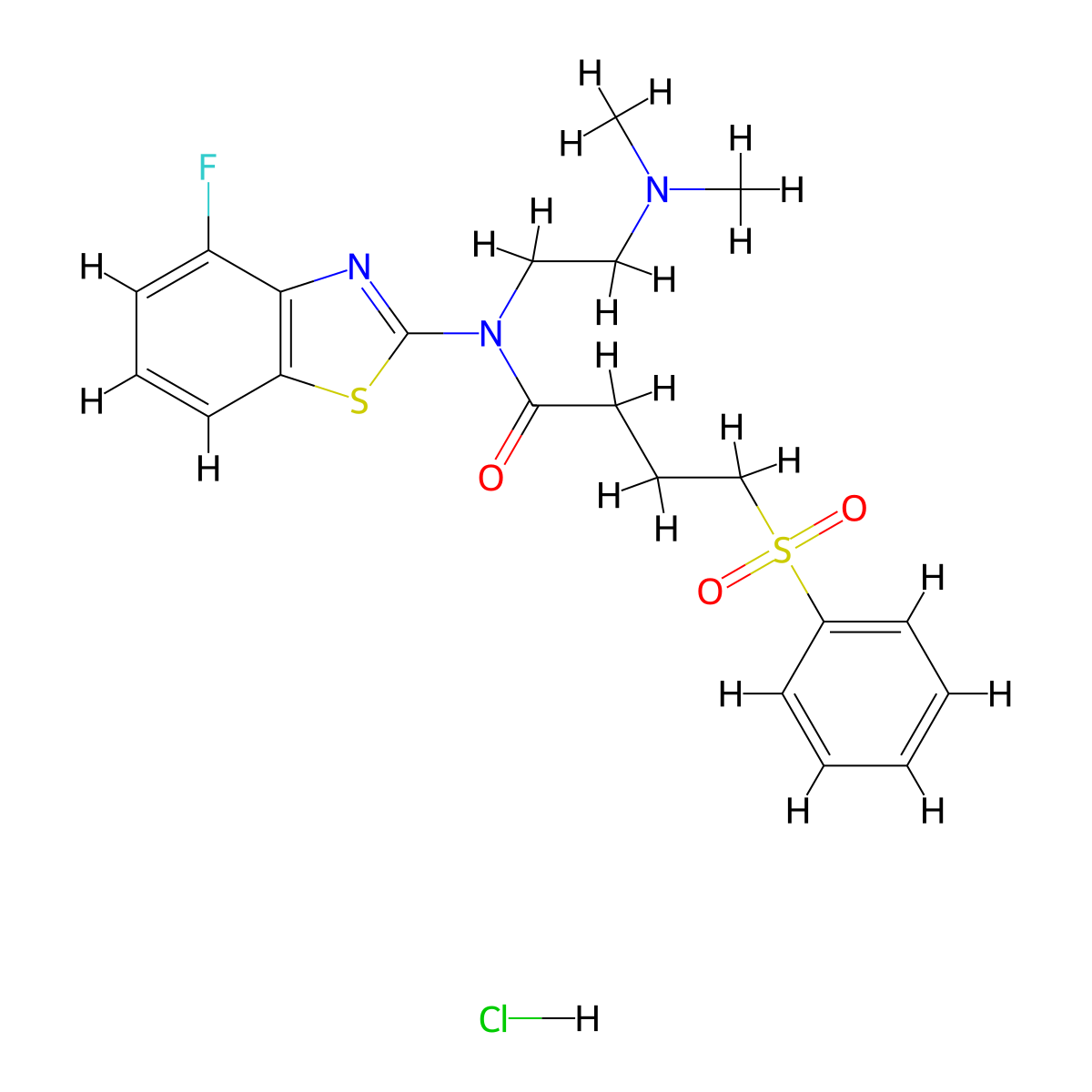 N-(2-(dimethylamino)ethyl)-N-(4-fluorobenzo[d]thiazol-2-yl)-4-(phenylsulfonyl)butanamide hydrochloride molecular structure, CAS 1216426-03-7