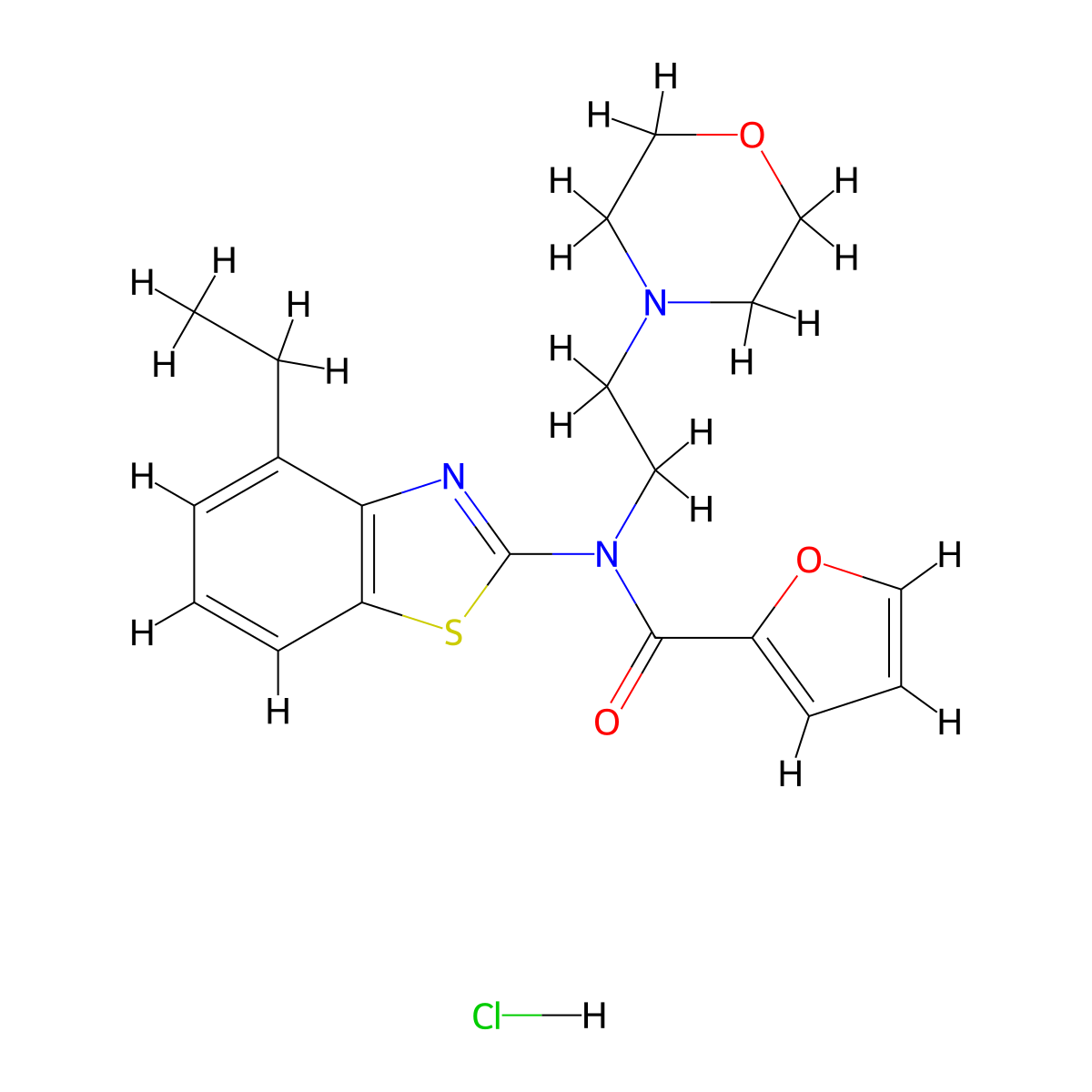 N-(4-ethylbenzo[d]thiazol-2-yl)-N-(2-morpholinoethyl)furan-2-carboxamide hydrochloride molecular structure, CAS 1216427-28-9